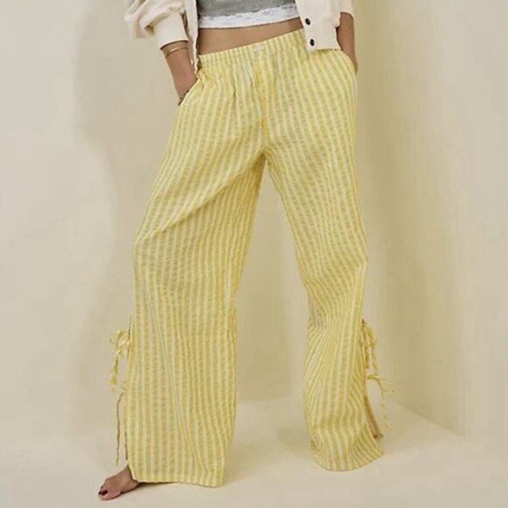Aerie off-duty seersucker side tie trouser pjs women's size S